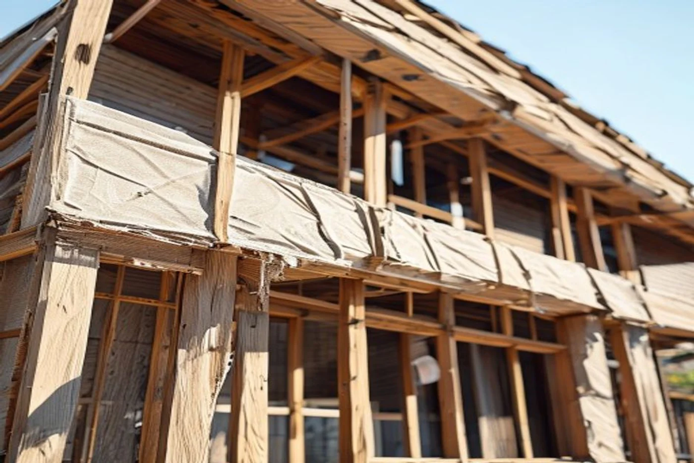 Before brick installation — existing exterior surface