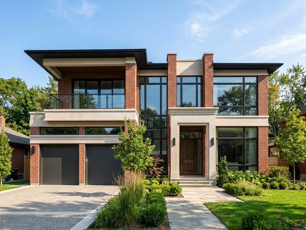 After — finished high-end custom home masonry facade