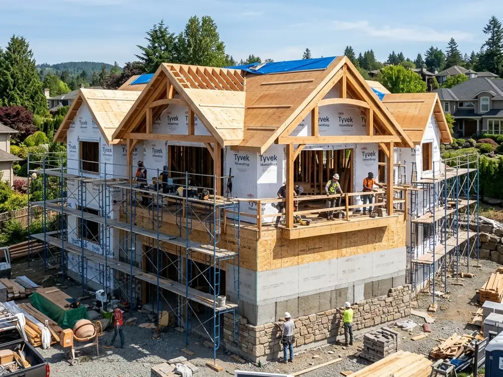 Before — custom home construction site ready for masonry