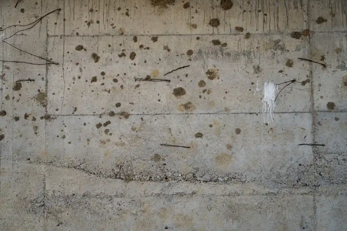 Before: Transition detail — stone panel joints sealed and caulked at all movement joints
